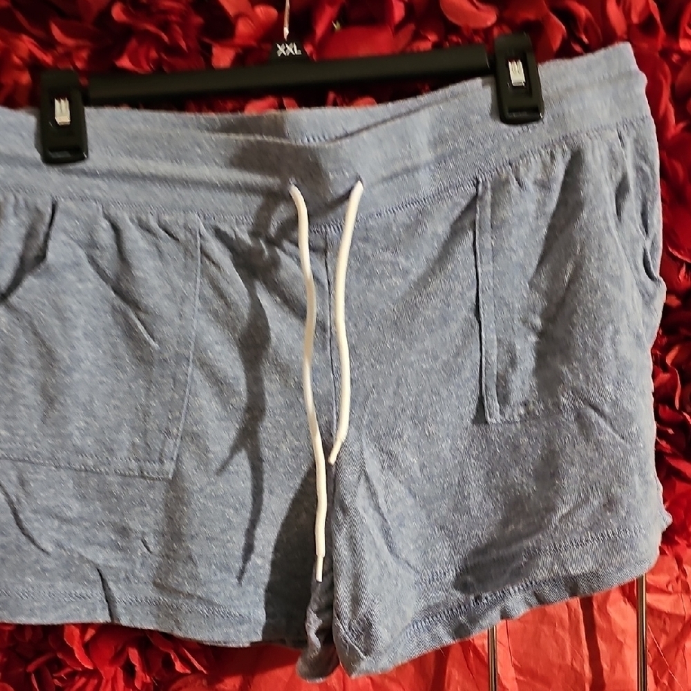 Women's Blue Drawstring Athletic Shorts